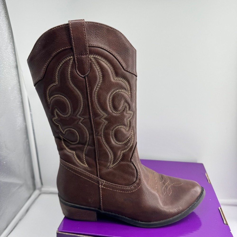 Cat & Jack Girls' "Montana" Western Cowboy Boots - Brown, Size 5